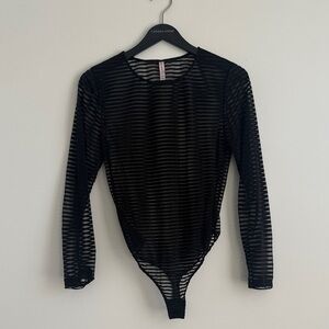 La Vie En Rose Black Striped Bodysuit